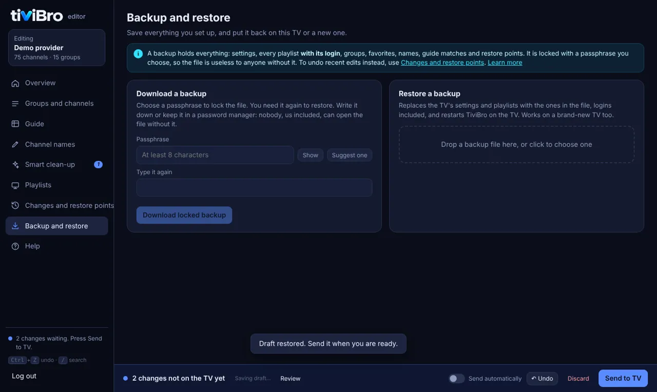 Backup and restore